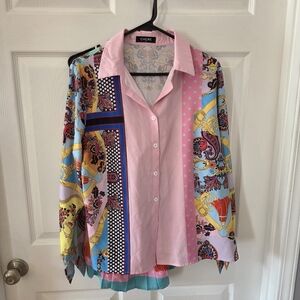 Colorful Button-Up Shirt & SKIRT